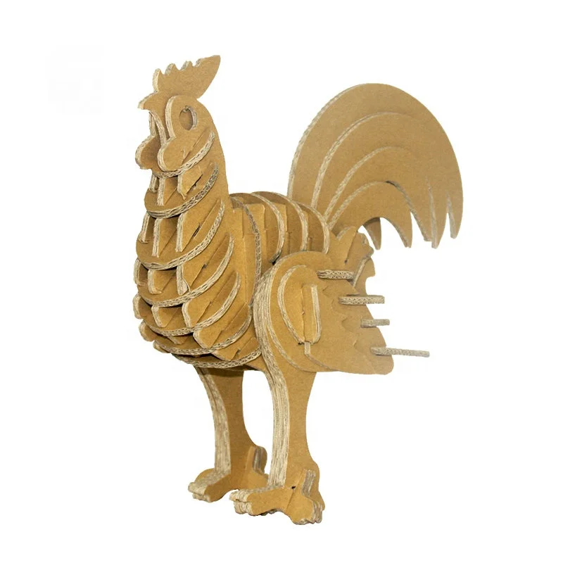 Custom Plain Brown Strong Recycled Corrugated Cardboard 3D Puzzle Animal