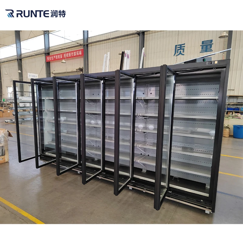 supermarket Display Refrigerator upright Freezer Double glass door Beverage drinks beer fridge display