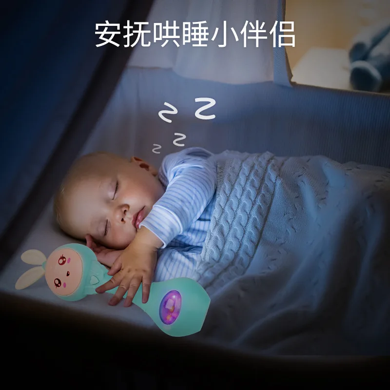 New sand hammer electric light music hand shake rhythm stick silicone teether bite baby toys rattle