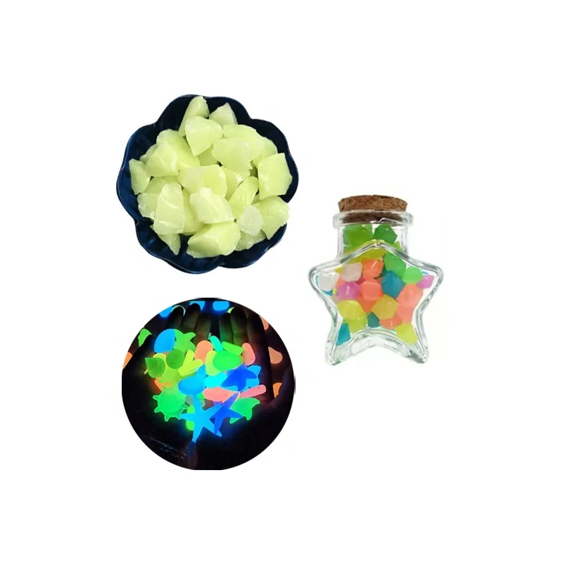 Amazing colored blue green glow stones resin ceramic cashew glow-in-the-dark stone glows in the dark luminous stone pebble