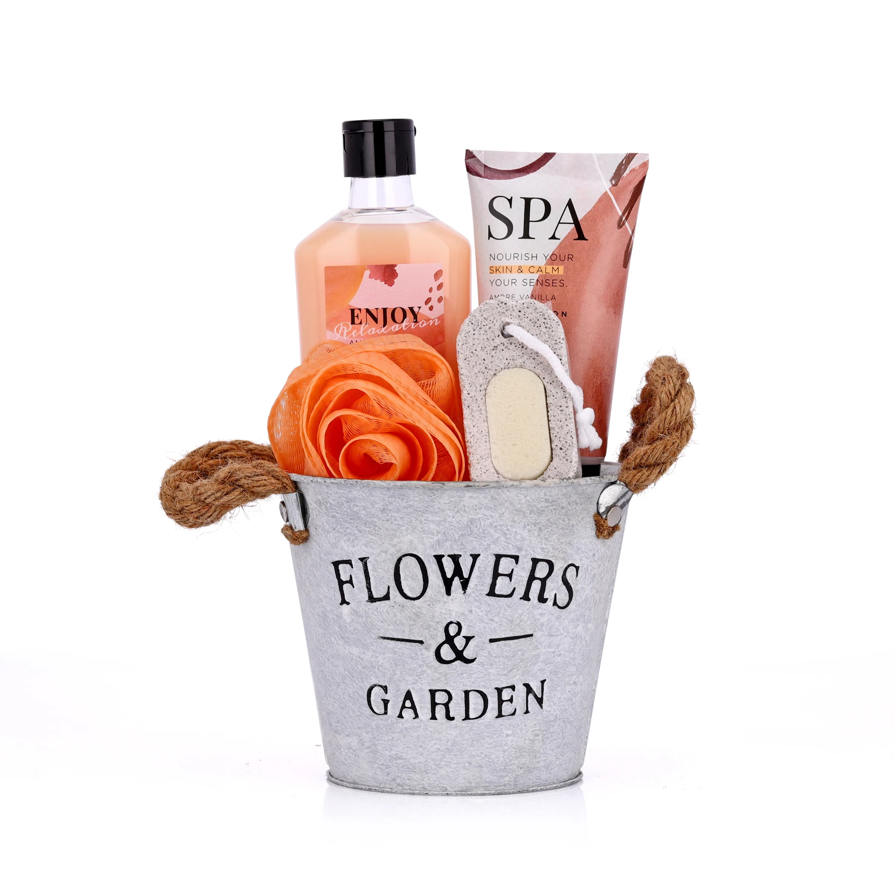 custom women spa kit natural eco-friendly shower bath spa gift set with tin bucket