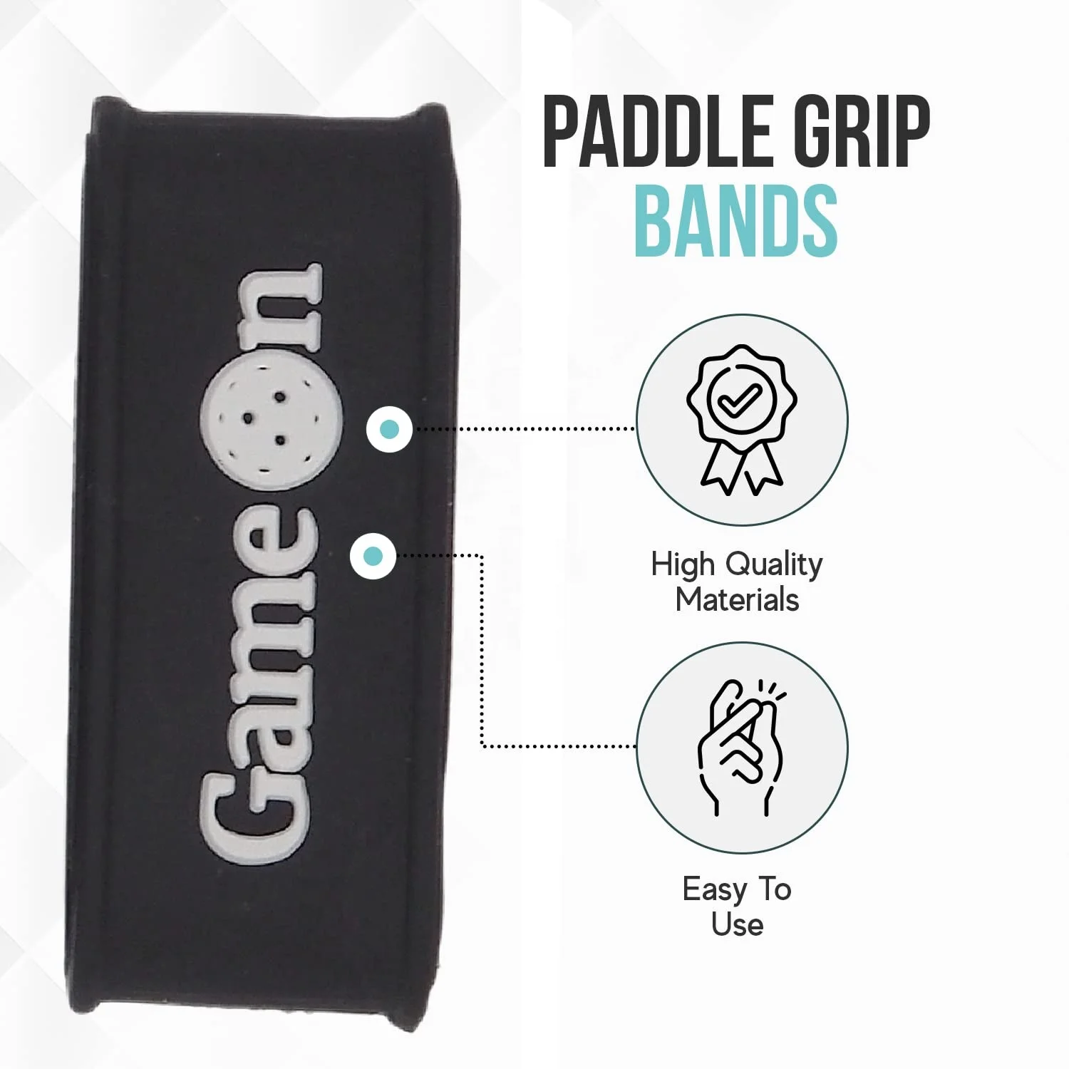 Pickleball Grip Bands Secures Overgrip One Size Fits All Paddle Handles Silicone Band Double Sided Embossed Design