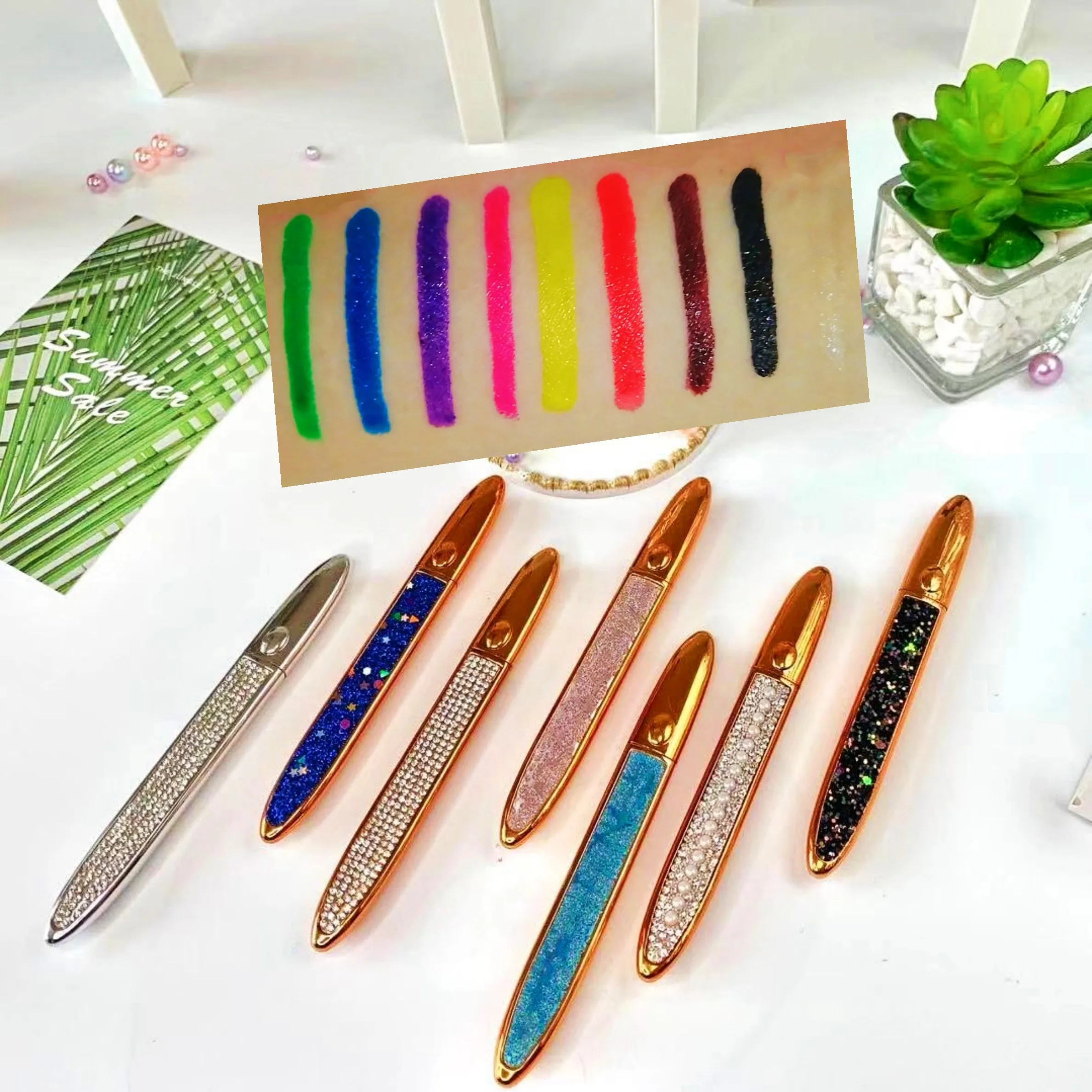 glitter eyeliner pen gel eyeliner sticker matte liquid colourful black reusable eyeliner and eyelash stickers