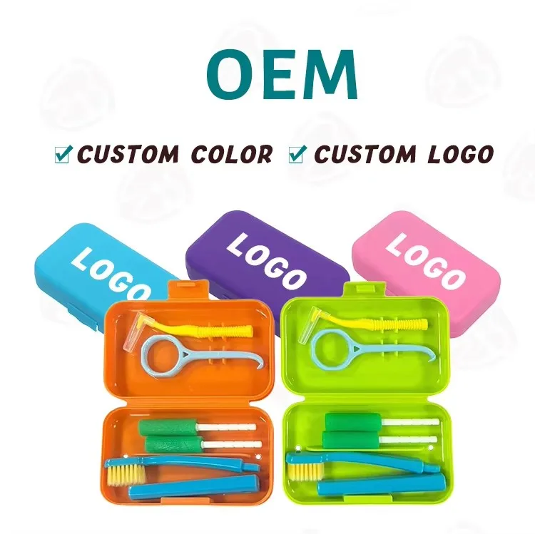 2024 New arrival Portable Plastic four in one Hygiene Products Orthodontic Toothbrush Oral Care Dental Travel Teeth Cleaning Kit