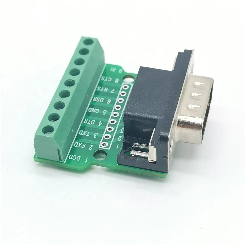 DB9-G1 D-Sub 9pin Solderless Connectors DB9 RS232 Serial to Terminal Male Adapter Connector Breakout Board Riveting