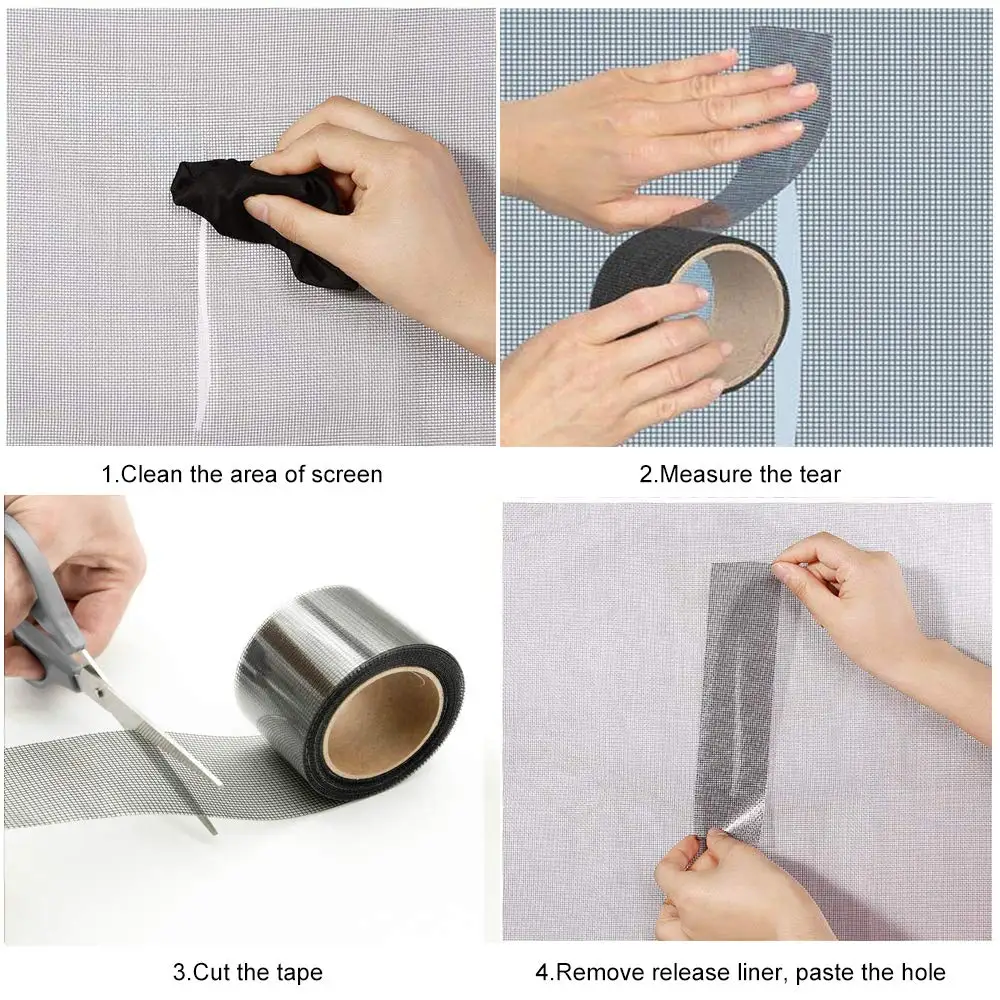 High Quality Waterproof Custom Self-adhesive Window Screening repair tape Anti-Insect Mosquito Fiberglass Mesh Repair Tape