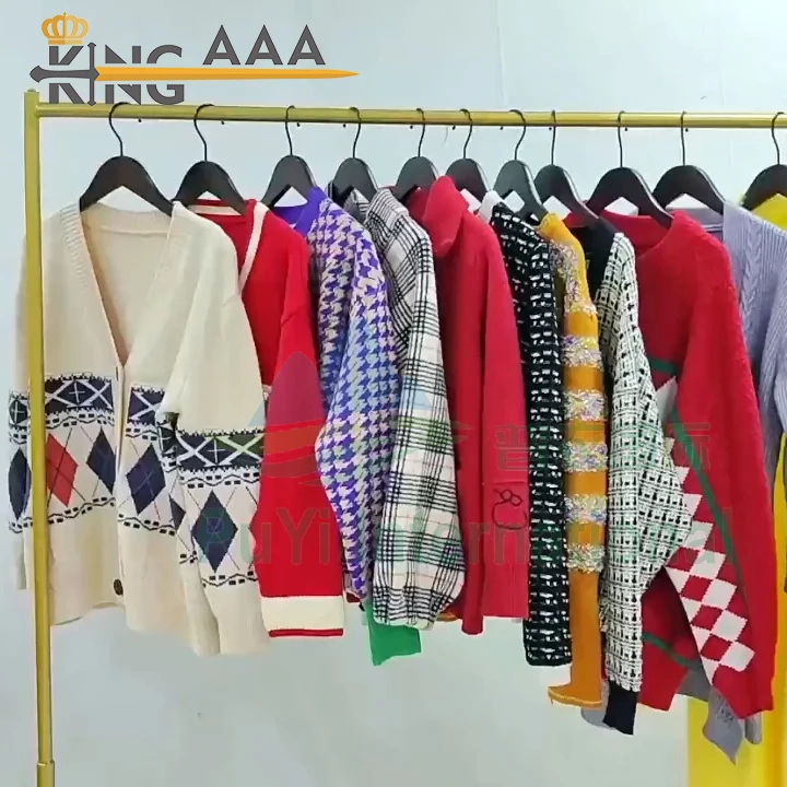 fashion ladies Thick cardigan short used clothes bales second hand sweaters for women uk used clothes bales