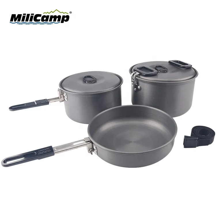 Outdoor Cooking Pot Pan Portable Camping Cookware Mess Kit Camping Cooking Set Aluminum Cookware Sets