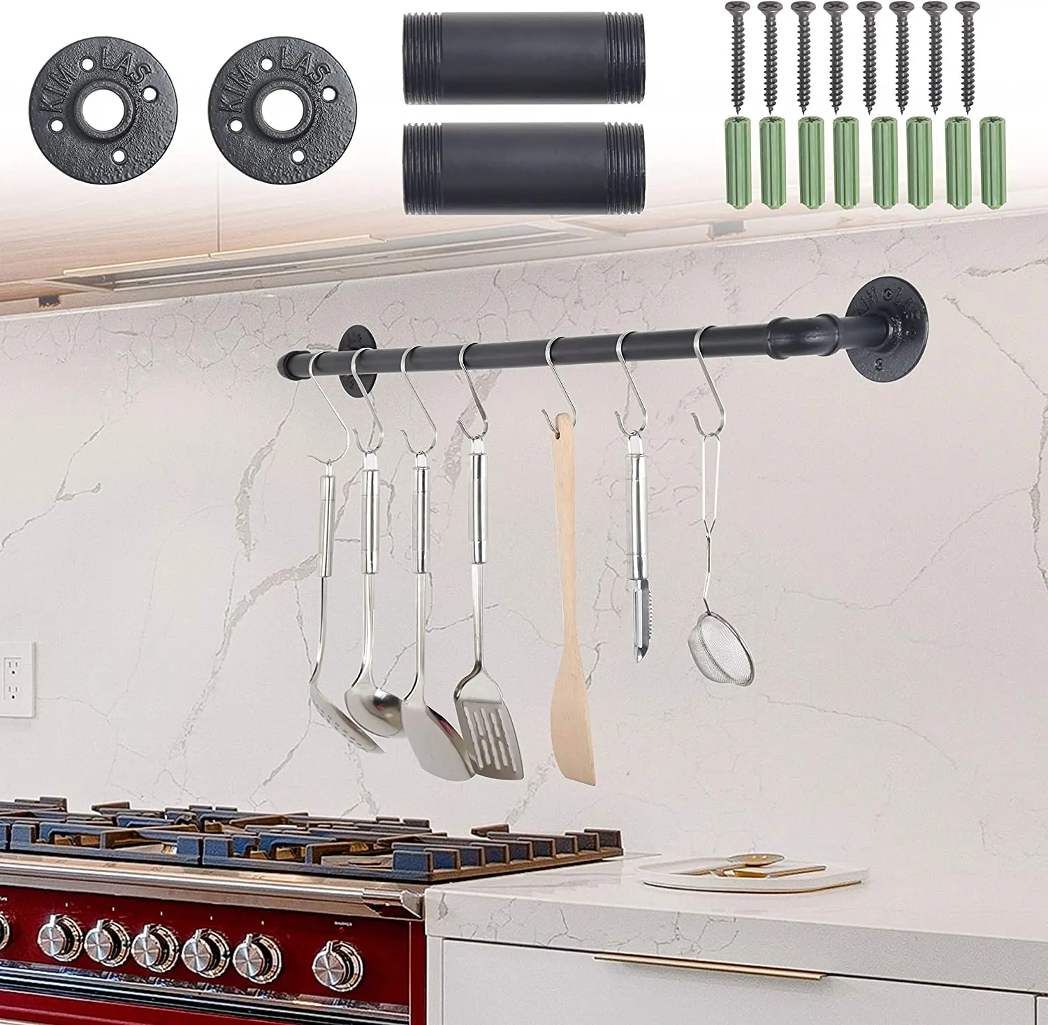 Industrial Wall Mounted Metal Hanging Black Clothing Cast Iron Coat Rack Pipe Clothes Rack for living room