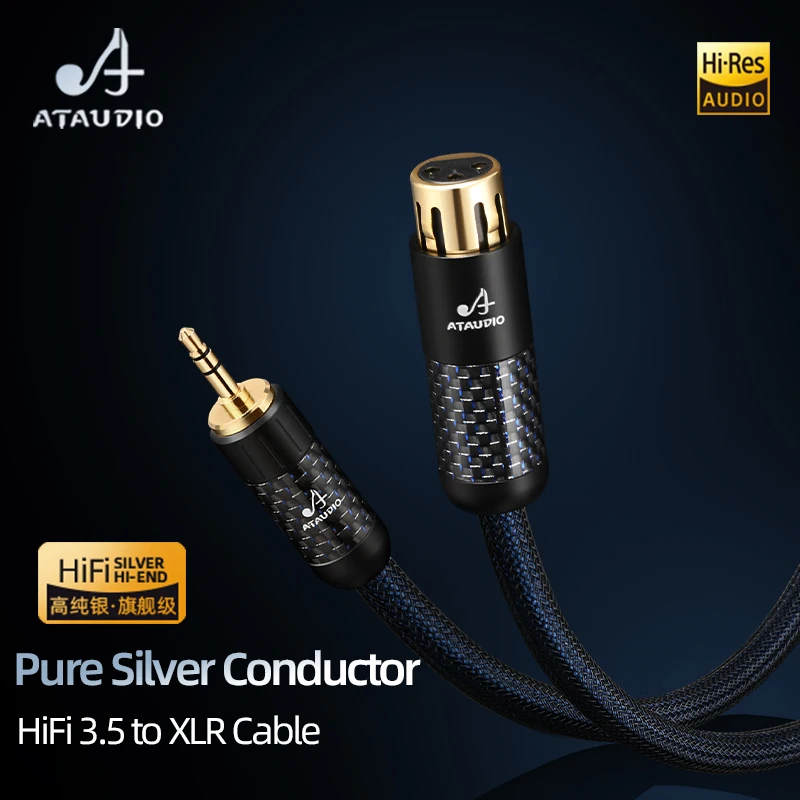 ATAUDIO Hi-end Speaker Cable 3.5mm to XLR Audio Cable with Pure Copper Carbon Fiber Gold-plated Connector Mixer Power Amplifier