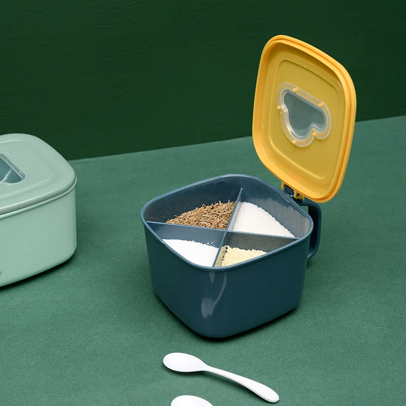 
Wholesale Salt Spice Storage Box Organizer 4 in 1 Plastic Kitchen Seasoning Box 