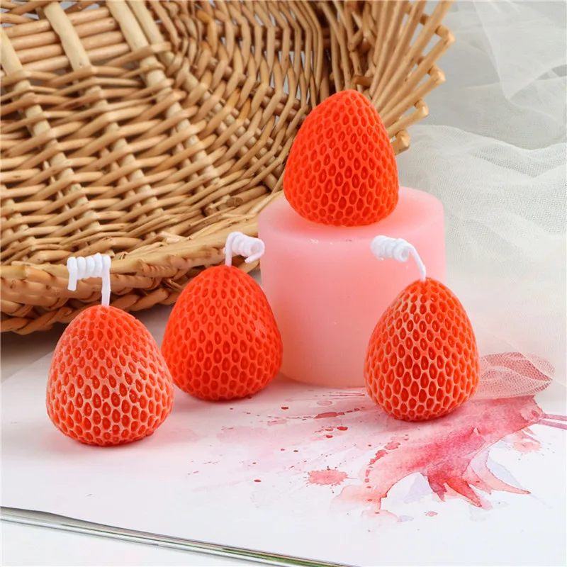 Fusimai Strawberry Orange Mangosteen Avocado Pumpkin Mould Wedding Party Atmosphere ScentedSilicone Fruit Candle Molds