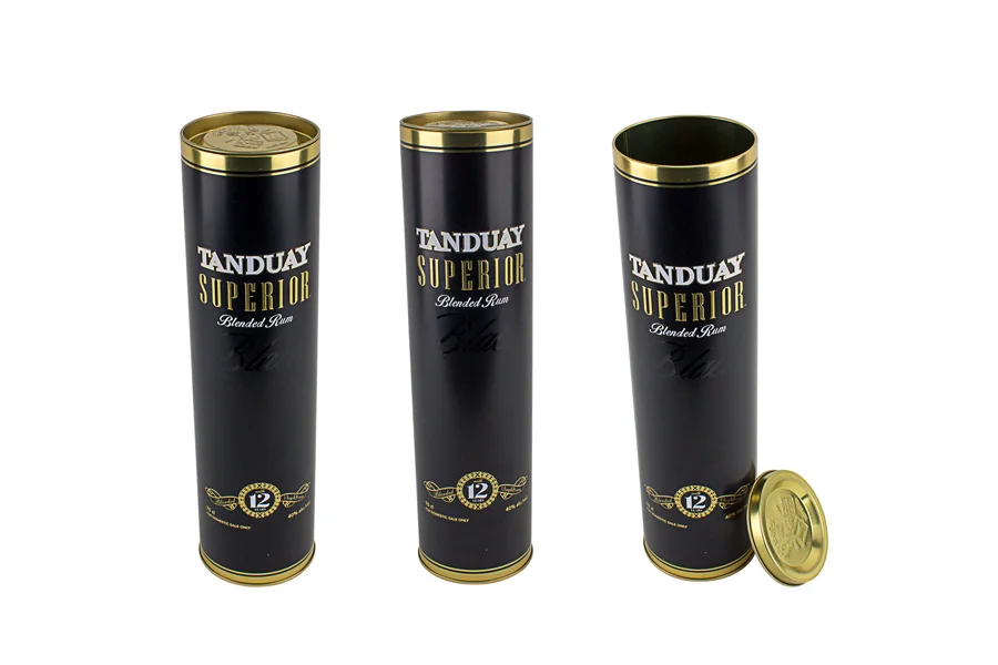 Round shape Wine Gift Box Metal Packaging Wine Bottle Box For Tin Packaging