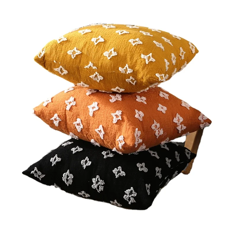 Наволочка из полиэстера, роскошные жаккардовые подушки со звездами, декоративная подушка, оранжевая, черная наволочка для подушки на заказ