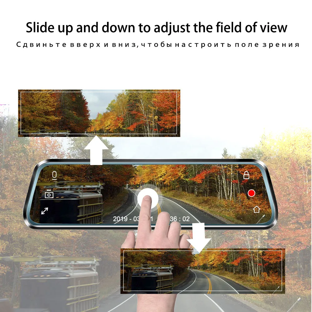 10 Inches Car Dvr Dash Cam HD 1080P Dual Lens Touch Screen Auto Rearview Mirror Camera With Stream Media Front And Rear