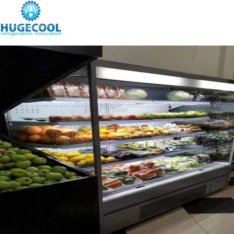 vertical upright type multideck open display chiller supermarket