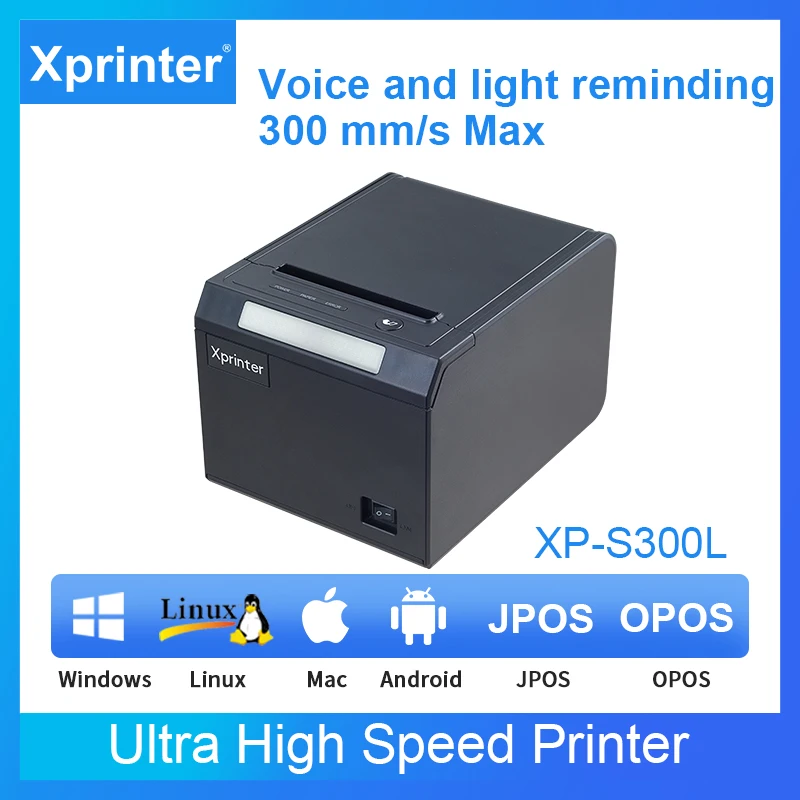 Xprinter XP-S200N S300N 80mm 3 Inch Thermal Receipt POS Printer With USB+Serial+Lan Interface