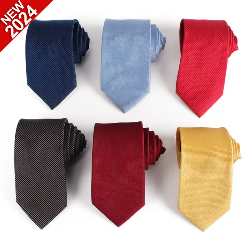 Factory Custom Men Solid Polyester Necktie Low MOQ Skinny 6cm Polyester Neckties Cravat Business Tie