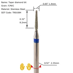 Best nail drill for nail technician diamond cuticle bit with taper radius shape