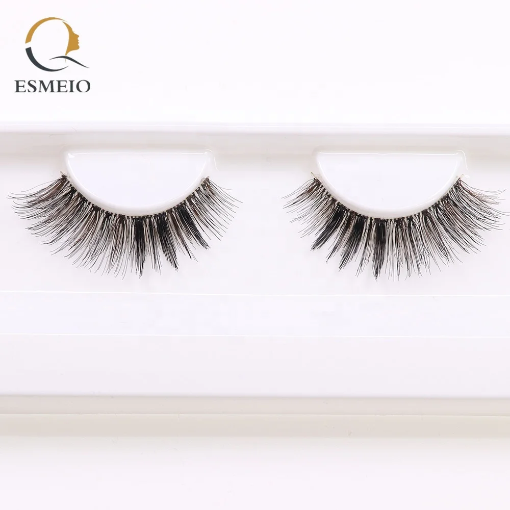 Hot Selling Double Layer Human Hair Clear Band Eyelashes Custom Packaging Private Label Cosmetic Own Label Lashes
