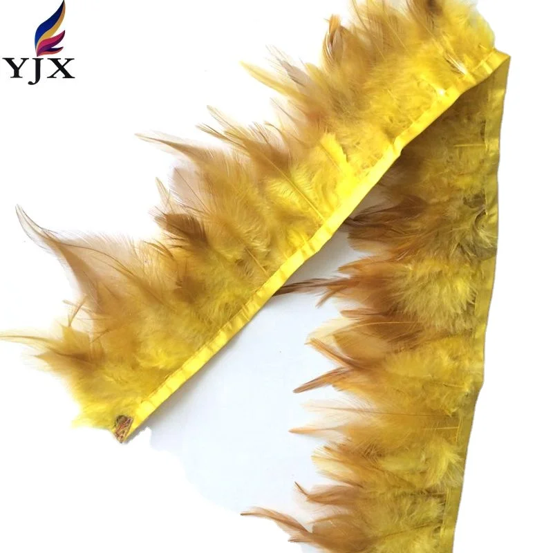 wholesale dyed mango yellow Rooster Feather trimming for dresses