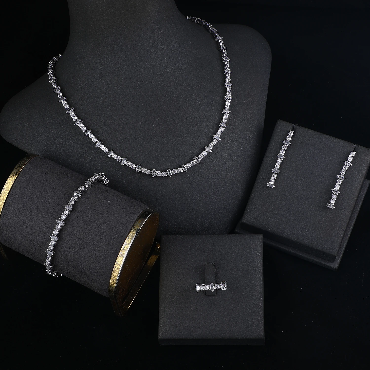 High Quality Zircon CZ Luxury Fashion Necklace Set Jewelry Women Wedding Accessories Bridal Jewelry Sets