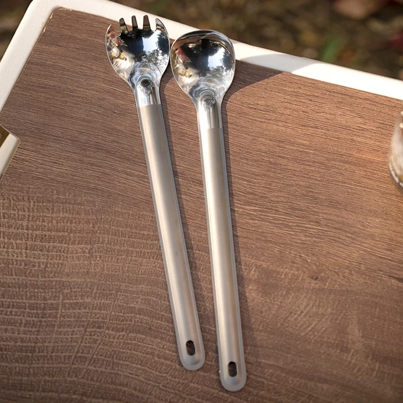 Camping Titanium Spork Spoon Outdoor Lightweight Fork Tableware Portable Picnic Hiking Travelling Ultralight Dinnerware