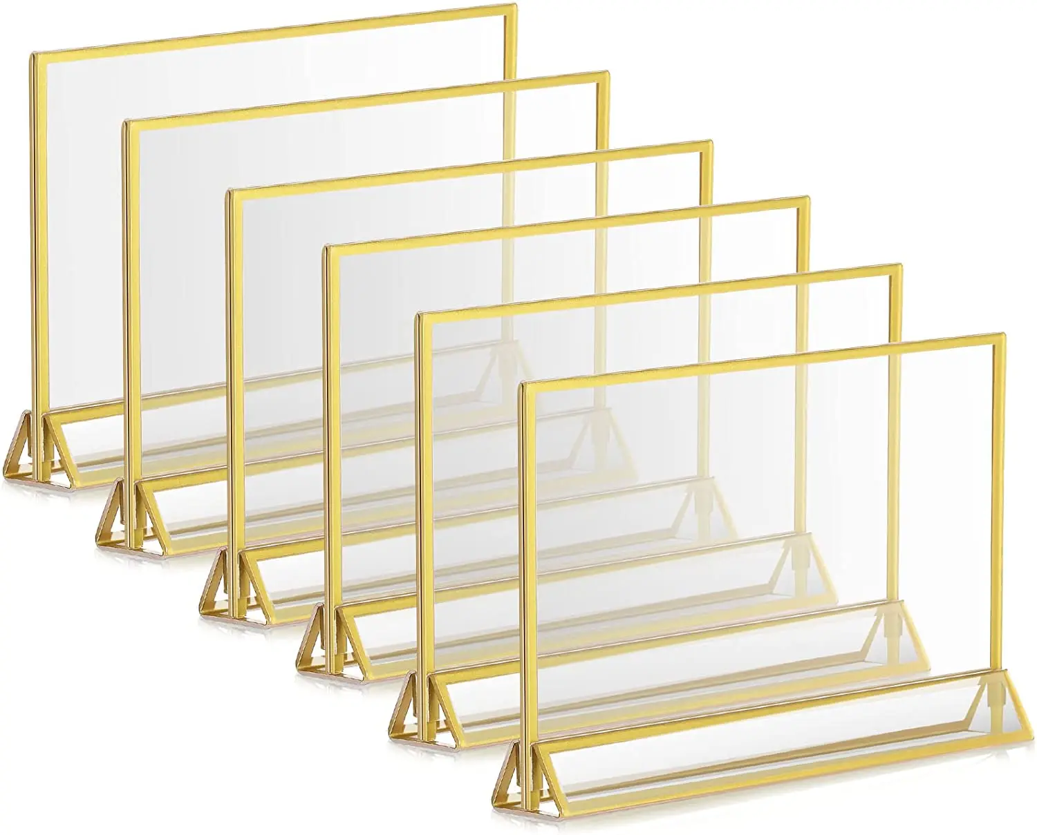 5*7 horizontal clear gold wedding table number holder menu display stand acrylic photo frame