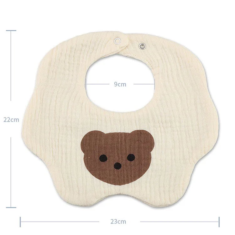 Baby saliva towel 6-layer thick pure cotton gauze 360 degree newborn bib cartoon print