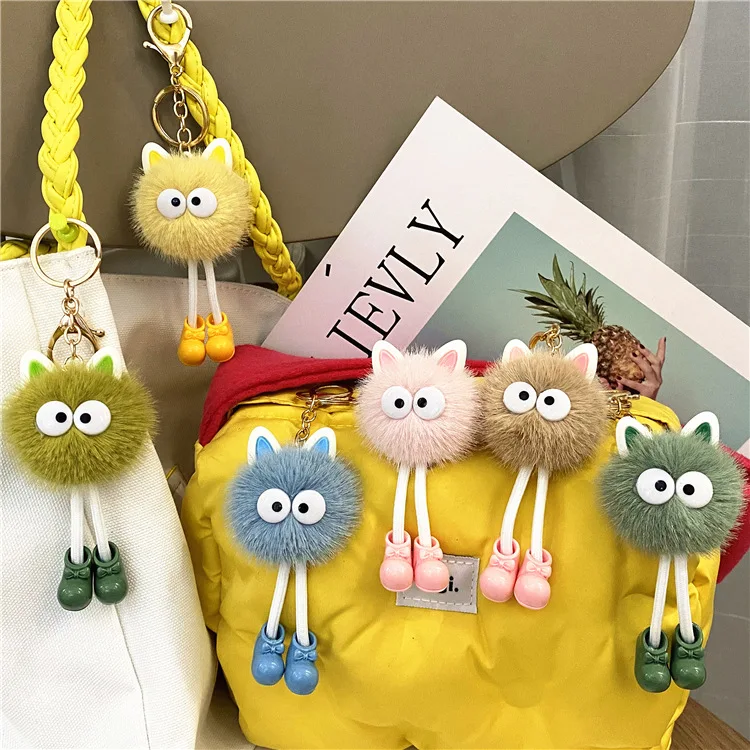 2024 New Products Idea Cute Cartoon Keychain Plush Doll Small Briquettes Bag Pendant Car Key Chain Accessory Small Gift