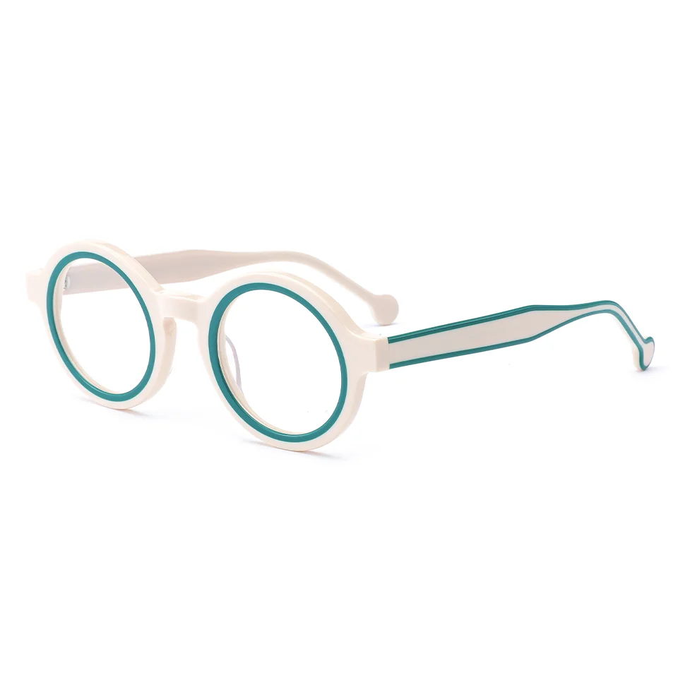 Trendy Stylish Men Ladies Women Round Eyewear Frames Lamination Pure Acetate Eyewear Glasses Optical Frames