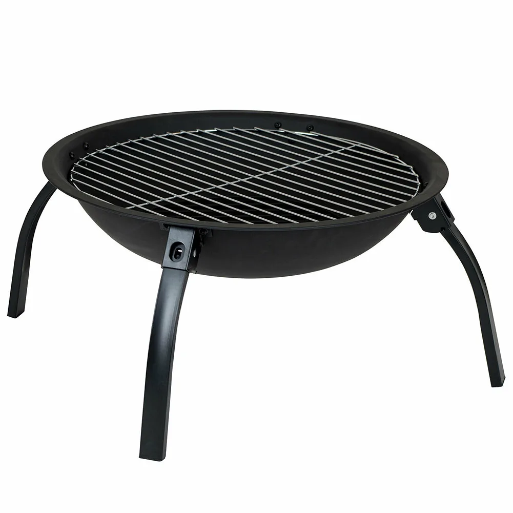 SEJR 27 Inch Steel Foldable Wood Burning Fire Pit Bowl Stove with Barbecue Cooking Grill Outdoor Patio