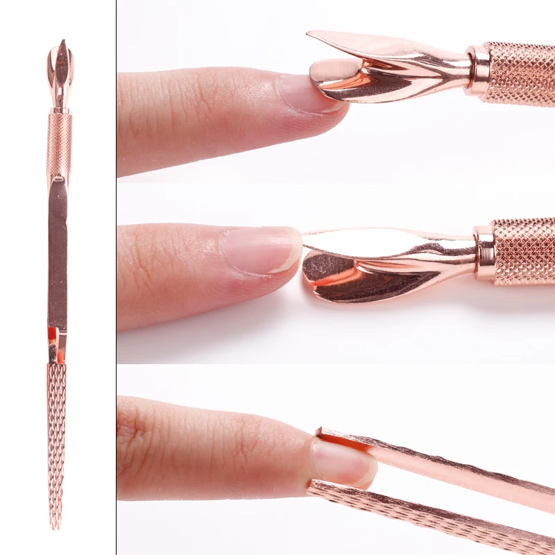 Double-head Stainless Steel Nail Cuticle Cutter Tweezers Remover Pusher Crystal Shaping Clip Pliers X-type Manicure Tools