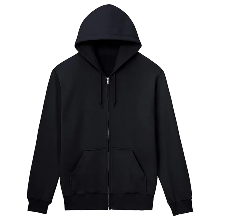 Custom black jacket hoodies with zip printing cool logo 320gsm popular in the US hoodies for men and women