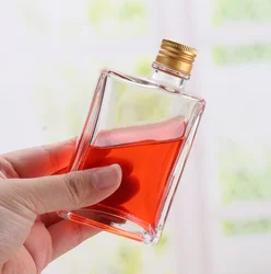 250ml high quality luxury liquid wine juice vodka glass bottle wine drinking jar with gold cork top