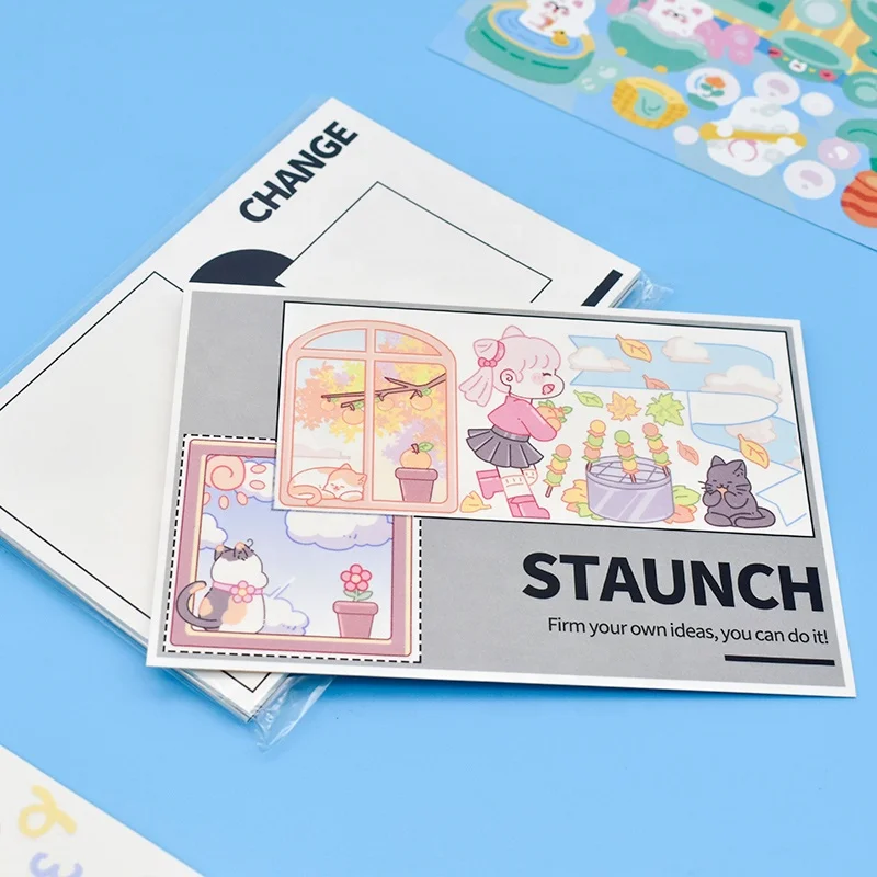 High quality card stock masking paper printing business sticker washi tape card for decoration