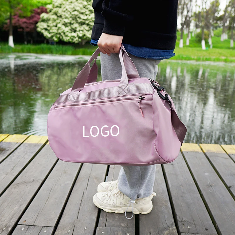 wholesale custom logo trendy stylish personalized printed travel sport fitness gym duffel bag pink duffle bag for men