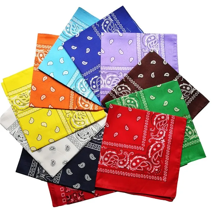 Fashion high quality 100% polyester head customized kerchief multifunctional neck square scarf wholesale cashew flower bandana