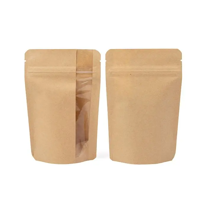 Silver Gold Colorful Food Grade Aluminum Foil Kraft Paper Bags Plastic Packaging Stand Up Pouch with Zip and Window