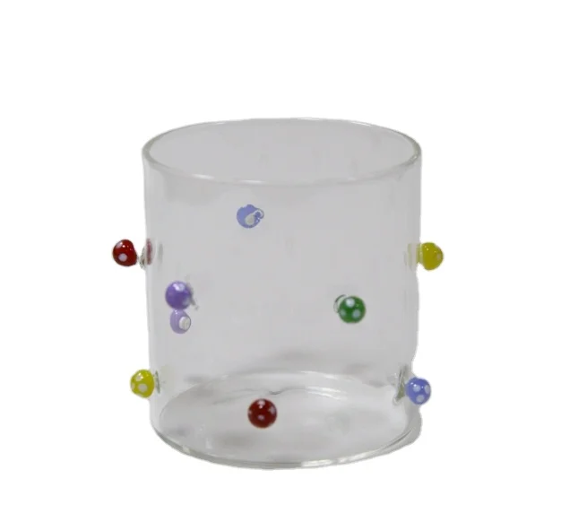 Wholesale Customized High Borosilicate Glass Coffee Mug Milk Glass Tea Cup With 3D Mushrooms