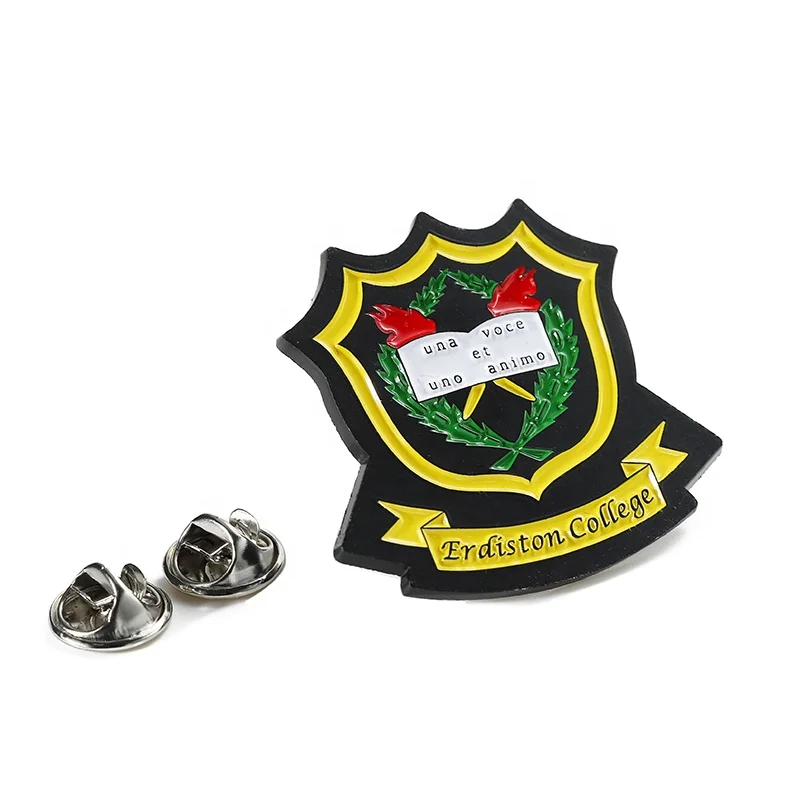 20-Years Supplier Factory Lapel Pins Customized Hard Soft Enamel Pin Badge 3D Zinc Alloy Metal Erdiston College Pins for Clothes