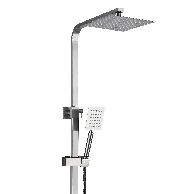 SUS 304 Stainless Steel Bathroom Square Shower Head and water tap sets for bathroom with easy square modern switch control