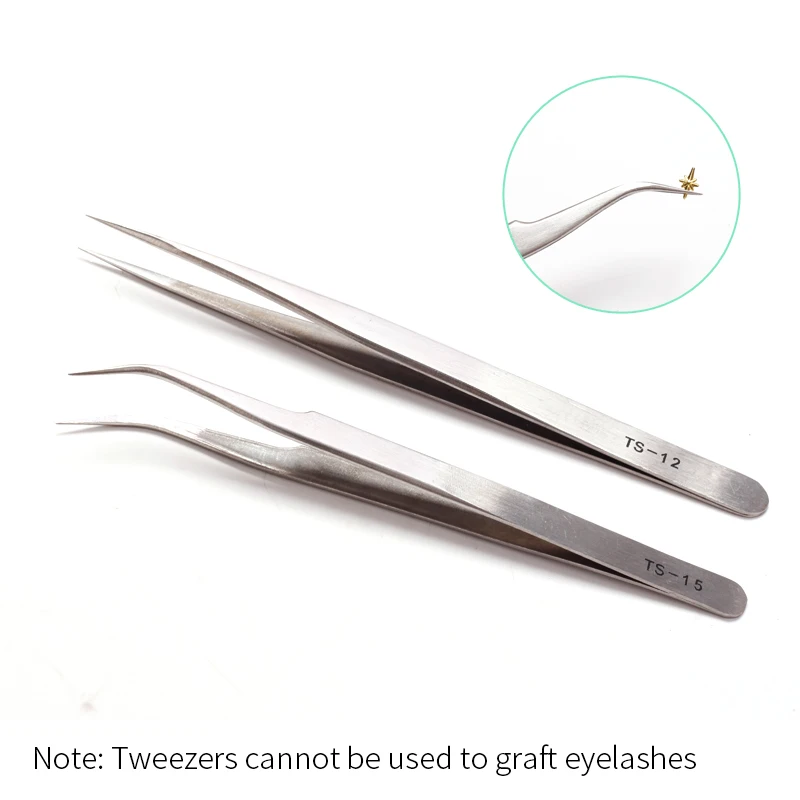 Wholesale manicure tools Anti-static  stainless steel elbow Straight head nail art tweezers Pick up drill Multi-purpose Care