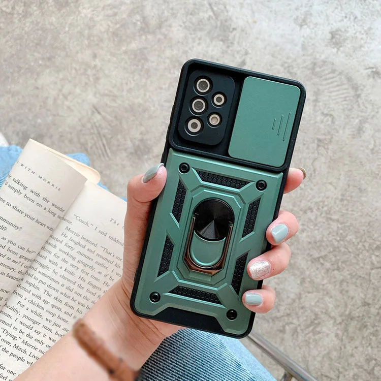 military armor hybrid For realme 8/8pro Mobile Case  rugged kickstand Shockproof Mobile Phone Case slide camera window case