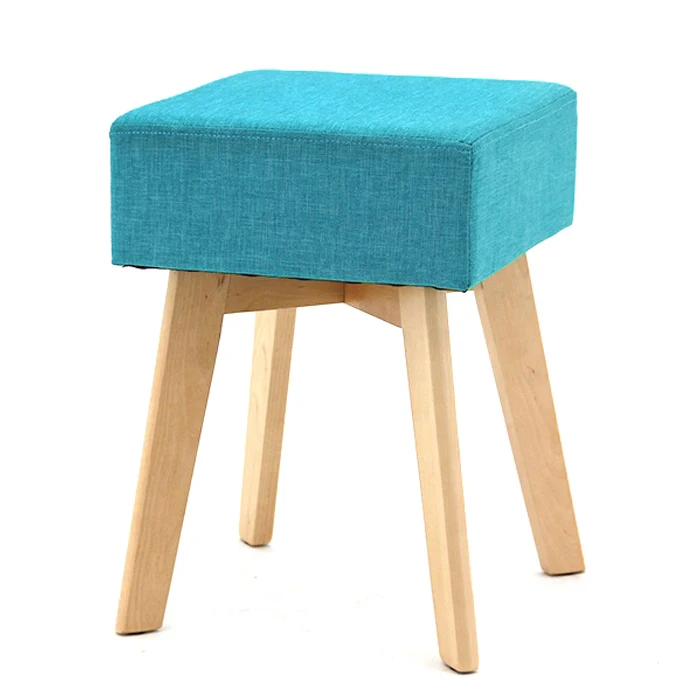 2021 ottoman wooden stools blue ottoman with wood legs