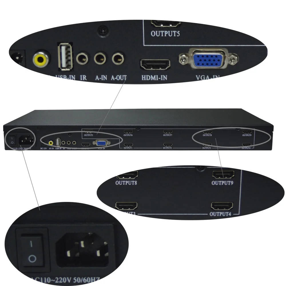 4k TV video wall processor / controller 3x3 4k input and output