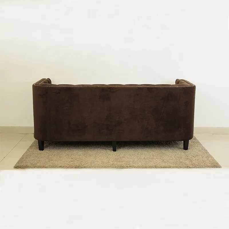 China furniture livingroom bedroom low arm 3 seat sofas Button design wooden fabric furniture(KS-14-3)
