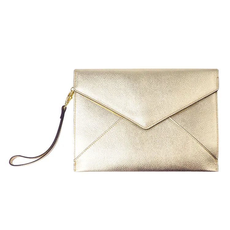 Wholesale Ladies Gold Silver Metallic Leather Envelope Clutch Purse Bag