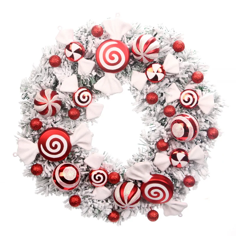 High Quality Christmas Pampas Wreath Simulation Candy Doll Christmas Garland Door Ornaments Christmas Wreath
