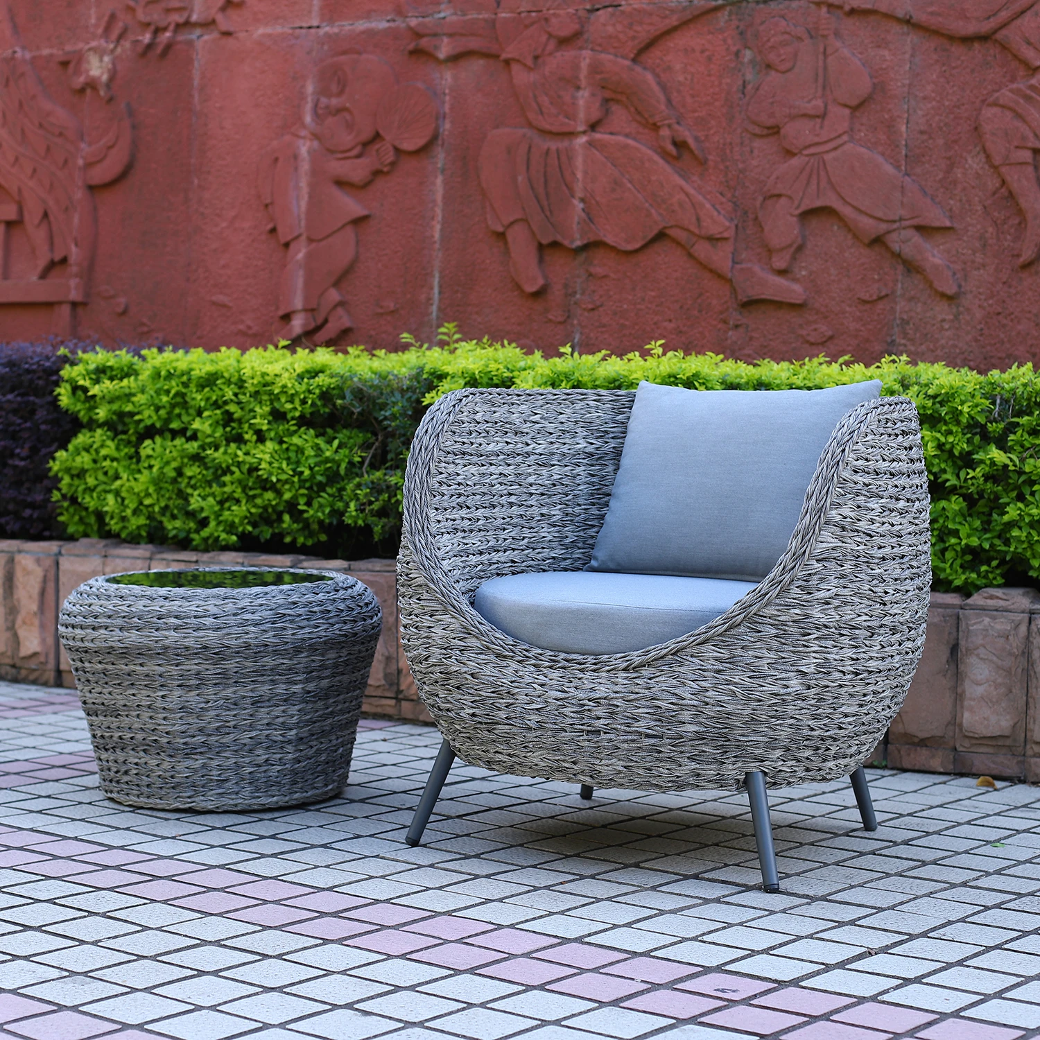 
Woven Craft High quality Rattan Garden Leisure sofa with small coffee table 